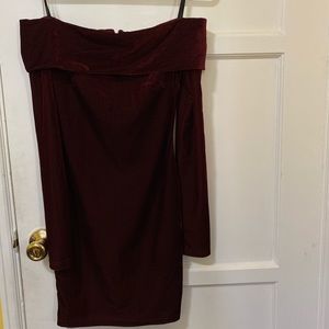Papaya burgundy off the shoulder